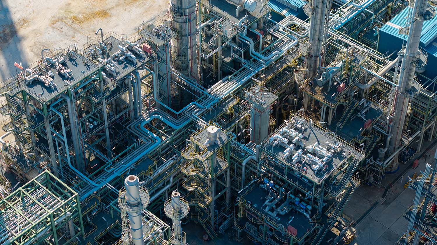Aerial view of a natural gas processing plant